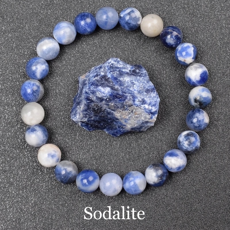 Brățară Sodalit Natural TAROTERA® 8mm + Piatra Brută de Sodalit: Claritate Interioară și Echilibru Emoțional