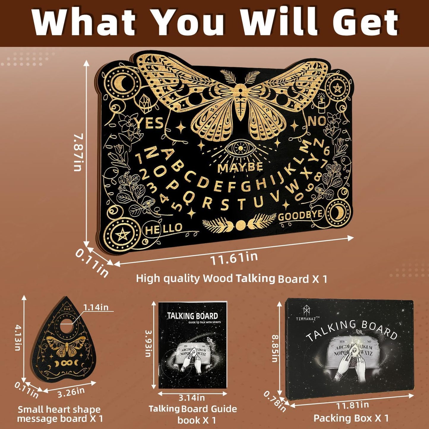 Tablă Ouija - Fluture din Lemn – Vorbește cu spiritele, Joc Misterios pentru 2+ Jucători, Vânătoare de Fantome & Decor