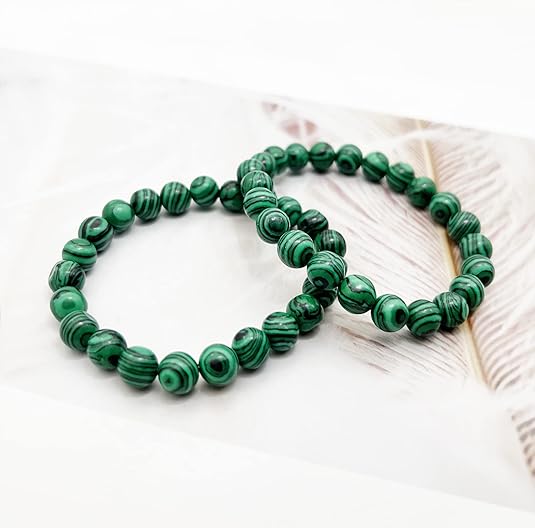 Brățară Malachit Natural TAROTERA® 8mm + Piatra Brută de Malachit: Protecție, Transformare și Putere Personală