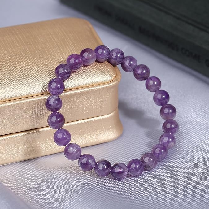 Bratara Ametist Natural TAROTERA® 8mm + Cristal Ametist Brut: Forta Interioara si Claritate Mentala