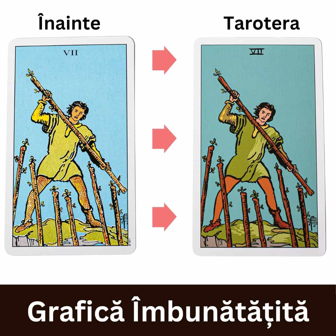 Set 78 Carti Tarot Romana Original - TAROTERA®, Varianta Premium Rider Waite + Ghid Arta Tarotului