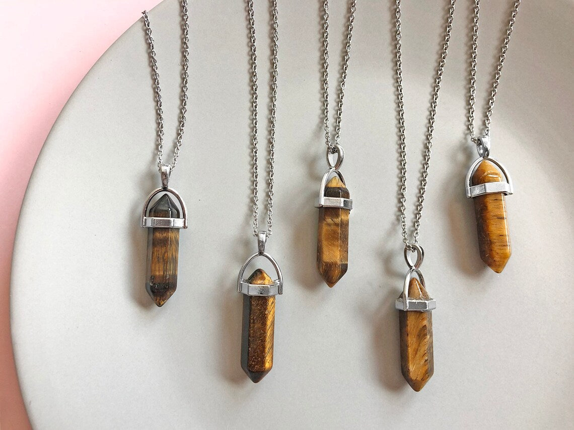 Pandantiv Ochi de Tigru Natural cu Lanț din Oțel Inoxidabil - Talisman Energetic