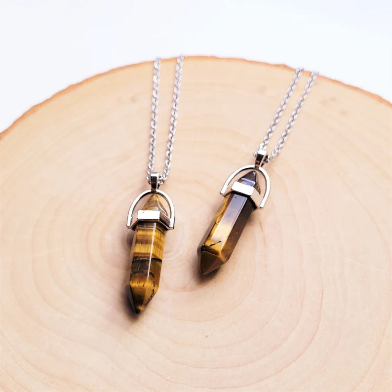 Pandantiv Ochi de Tigru Natural cu Lanț din Oțel Inoxidabil - Talisman Energetic