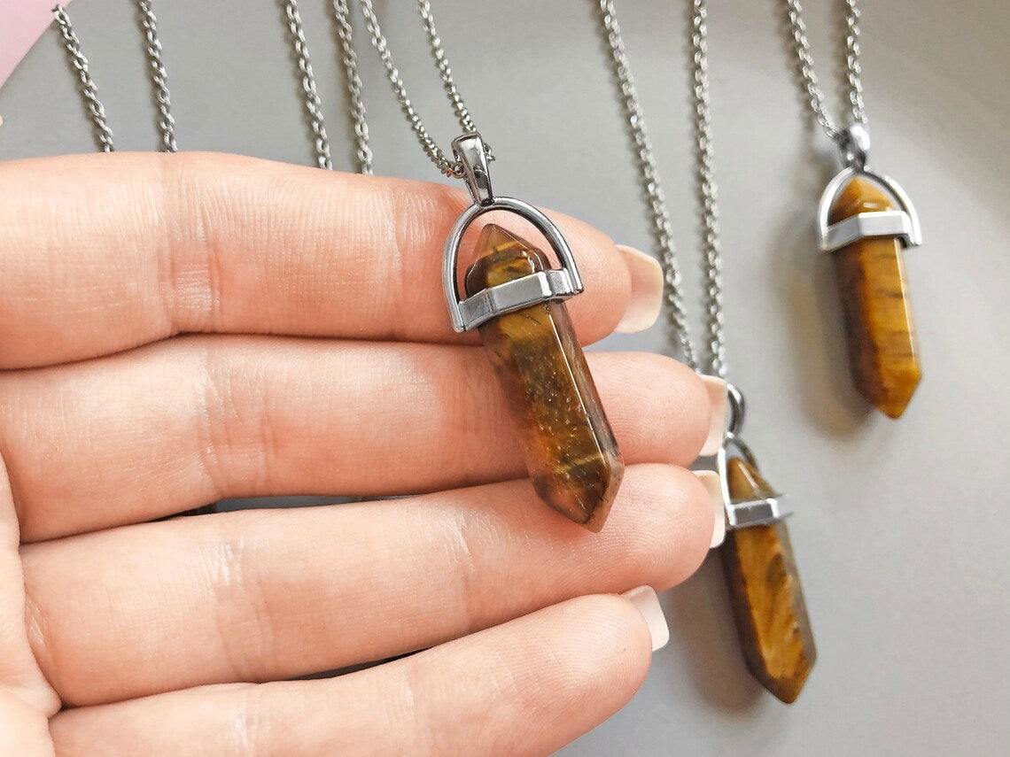 Pandantiv Ochi de Tigru Natural cu Lanț din Oțel Inoxidabil - Talisman Energetic