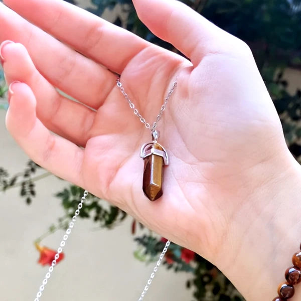 Pandantiv Ochi de Tigru Natural cu Lanț din Oțel Inoxidabil - Talisman Energetic