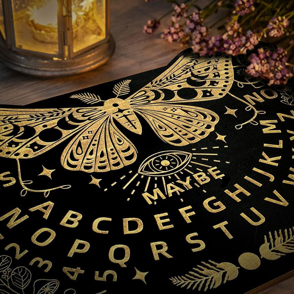 Tablă Ouija - Fluture din Lemn – Vorbește cu spiritele, Joc Misterios pentru 2+ Jucători, Vânătoare de Fantome & Decor