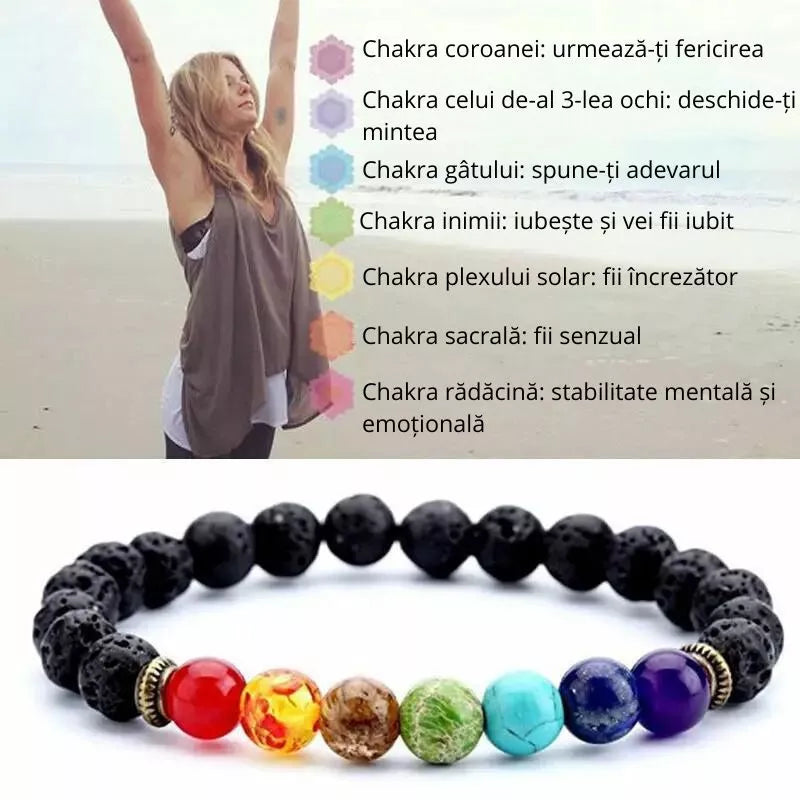 Brățară Chakra TAROTERA® cu Pietre Naturale - Echilibru Energetic și Difuzor Uleiuri Esențiale