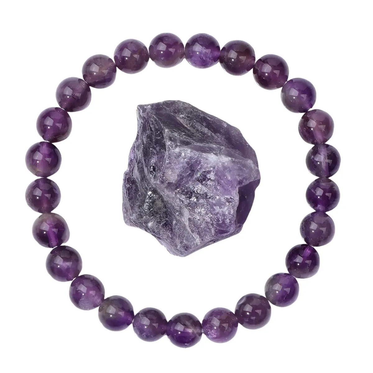 Bratara Ametist Natural TAROTERA® 8mm + Cristal Ametist Brut: Forta Interioara si Claritate Mentala
