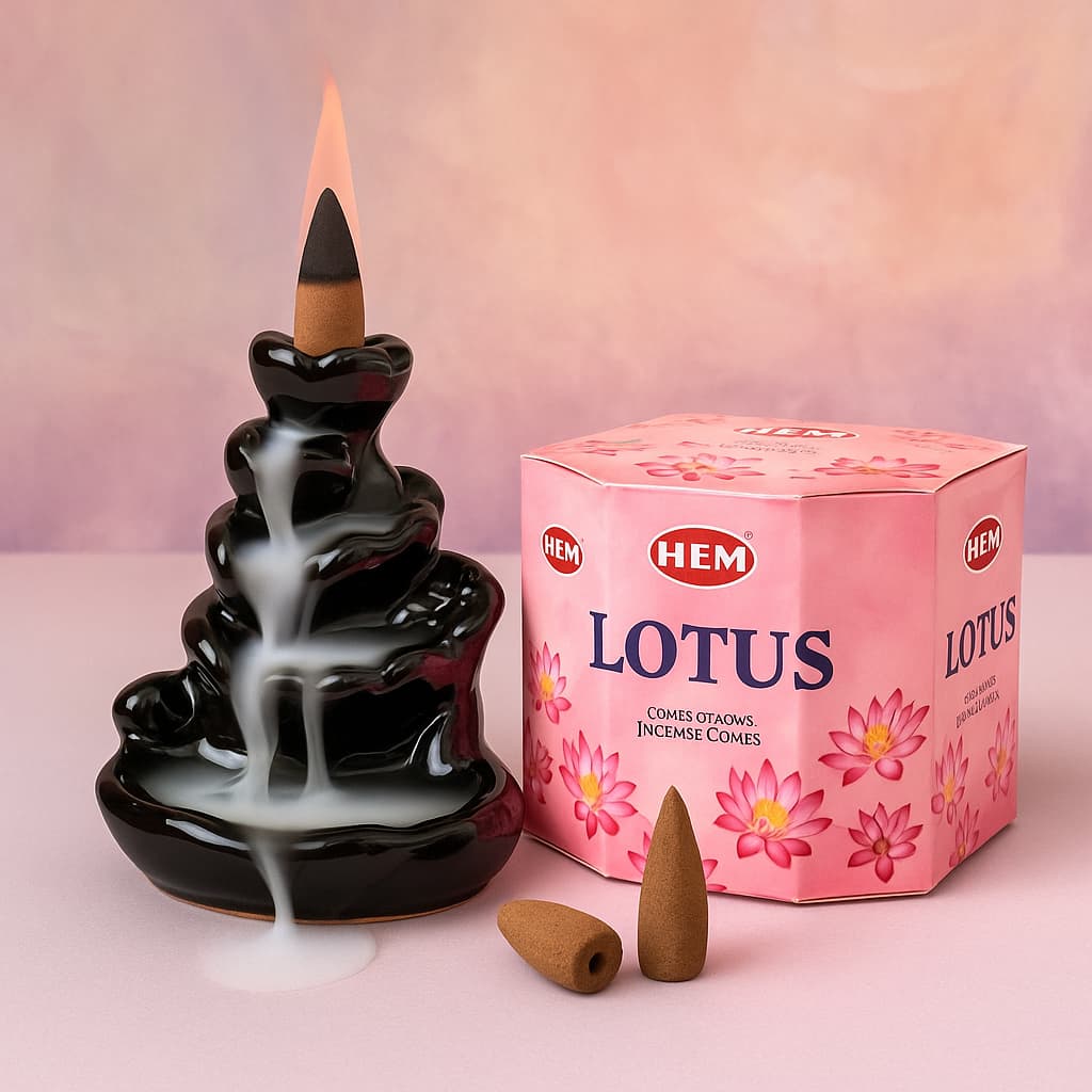 Fântână de Fum Backflow + Set Cadou 40 de Conuri Parfumate – Cascadă Aromatică pentru Relaxare și Feng Shui