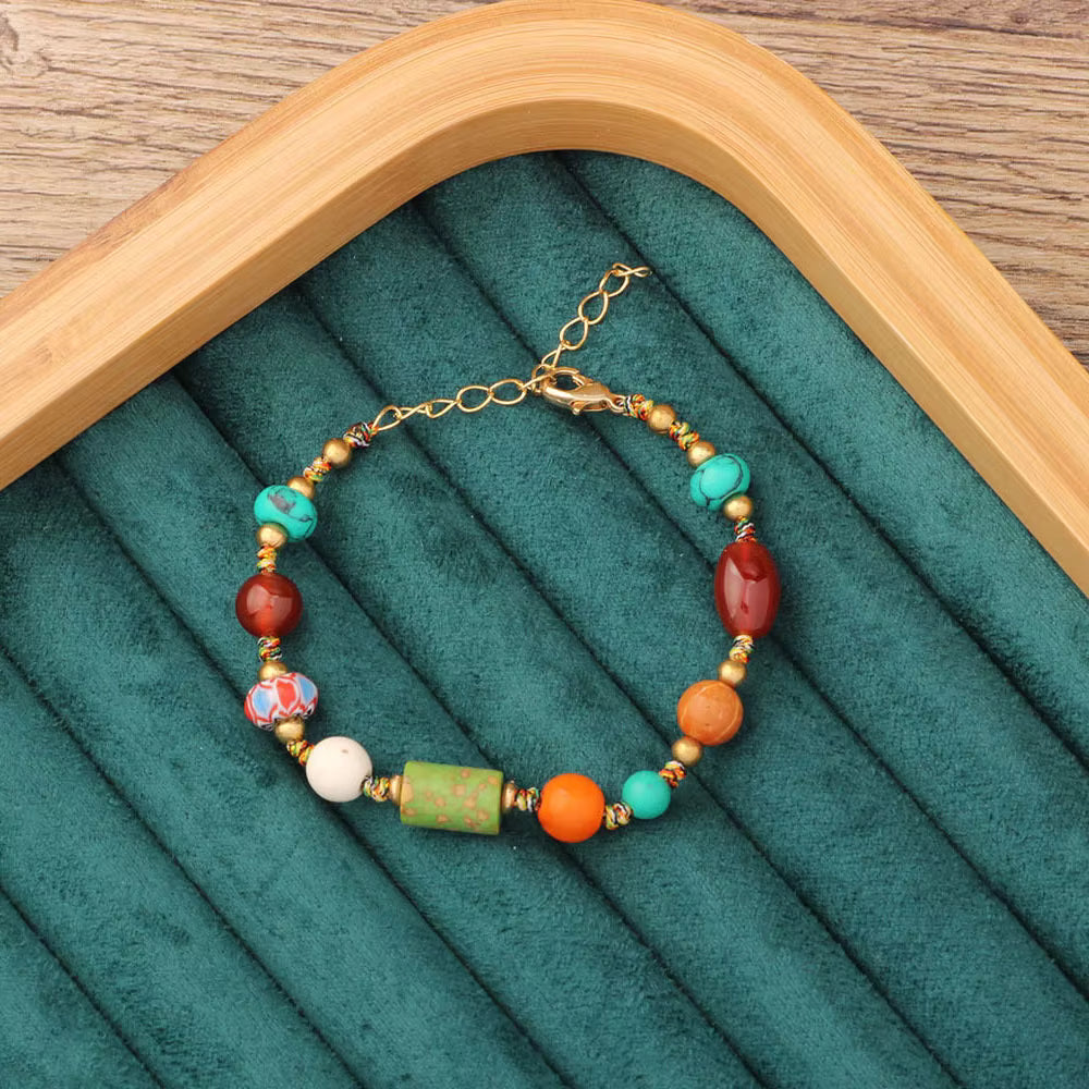 Brățară Tibetană Multicoloră cu Mărgele Etnice – Stil Nepal, Lucrată Manual