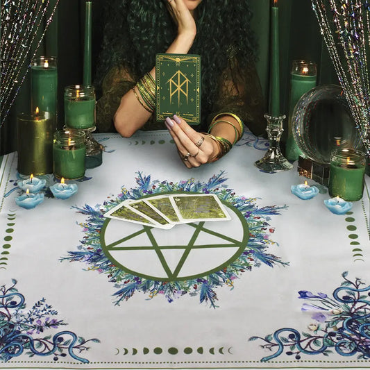 Pânza Mistică de Tarot cu Design Pentagramă -  Creează-ți Spațiul Sacru