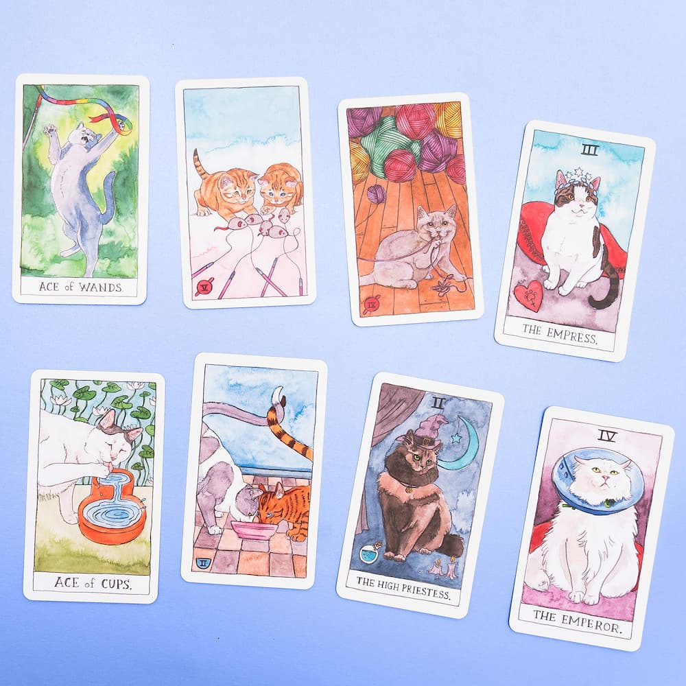 Set Tarot cu Pisici – 78 Cărți de Tarot  | Tarot Clasic cu Ilustrații Profunde & Amuzante