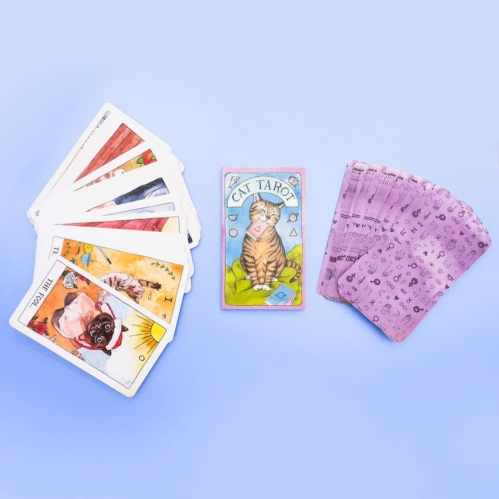 Set Tarot cu Pisici – 78 Cărți de Tarot  | Tarot Clasic cu Ilustrații Profunde & Amuzante