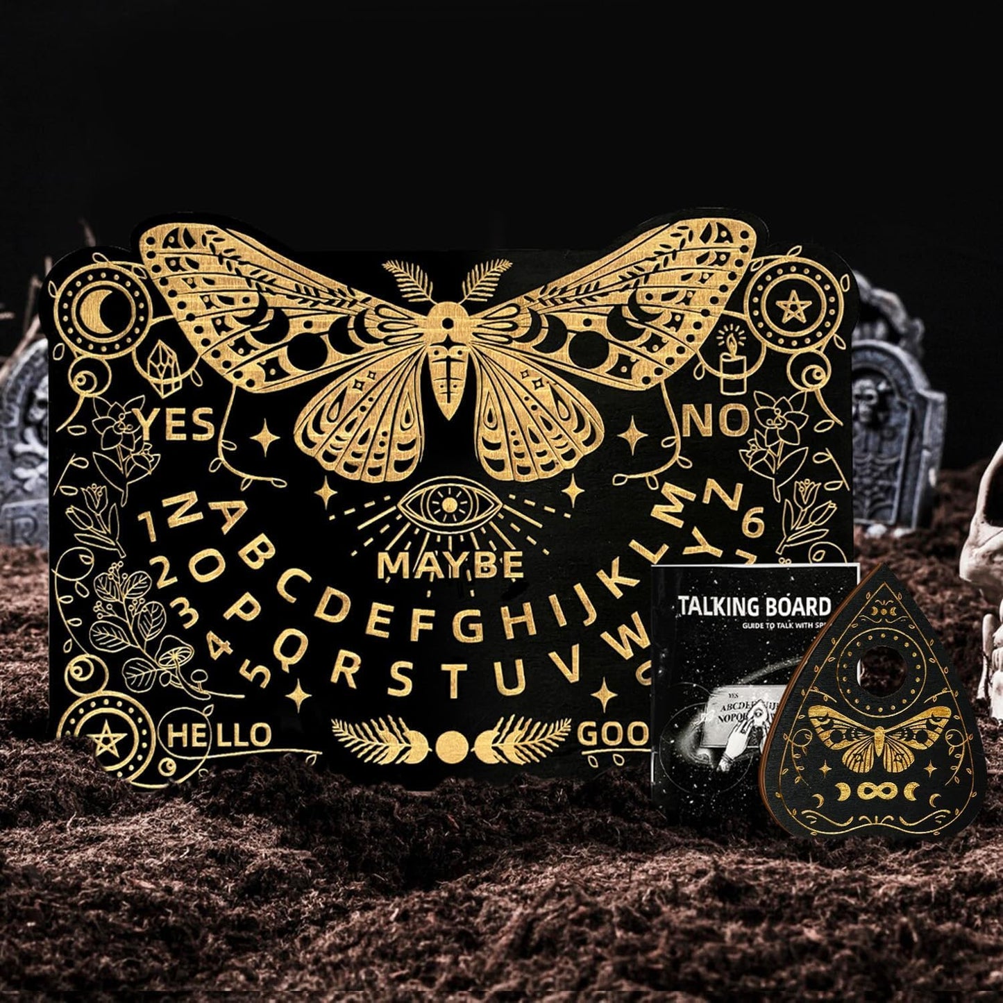 Tablă Ouija - Fluture din Lemn – Vorbește cu spiritele, Joc Misterios pentru 2+ Jucători, Vânătoare de Fantome & Decor