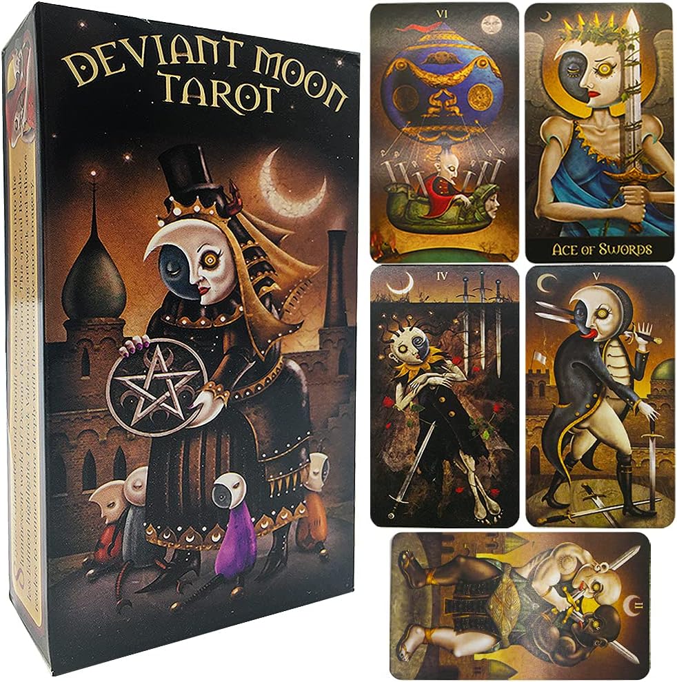 🌙 Tarot Deviant Moon – 78 de Cărți Tarot cu Design Suprarealist, Întunecat și Avangardist